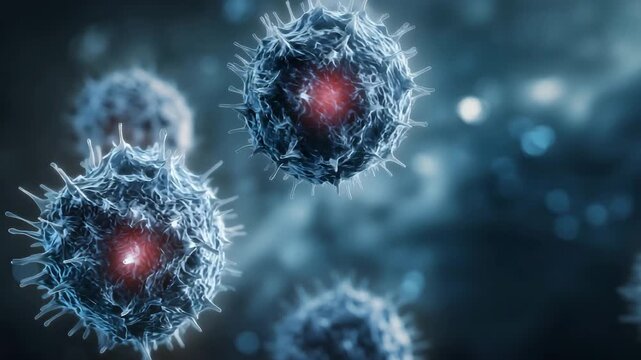 Microscopic view of a virus cell causing infection and disease