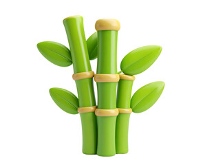 Fototapeta premium Vibrant green bamboo stalks with golden bands and fresh leaves stand tall, symbolizing growth and nature.