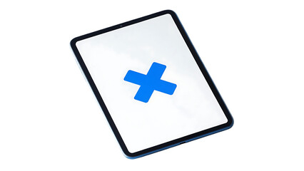 Obraz premium blue cancel cross close tab icon png file type white background isolated on white background or isolated on transparent background, cut out PNG