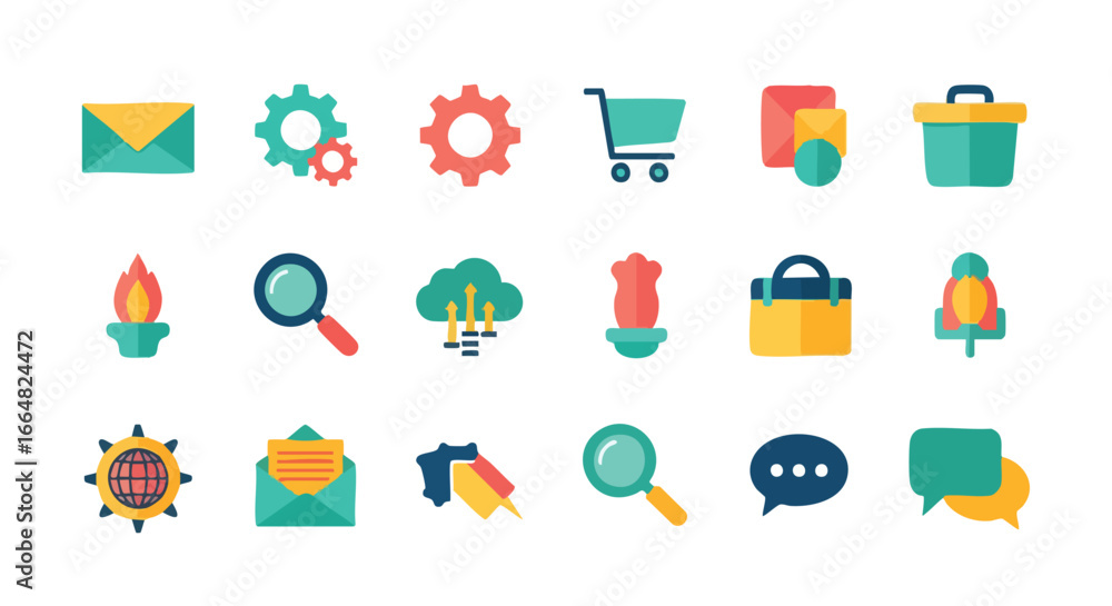 Aufkleber vibrant collection of web development and business vector icons for digital marketing and process op