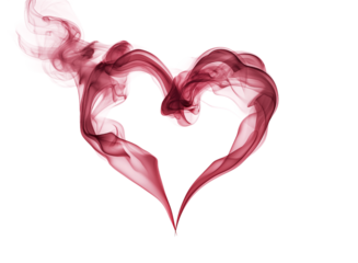 Red Smoke Forming a Heart Shape on Black love romance isolated on a transparent background