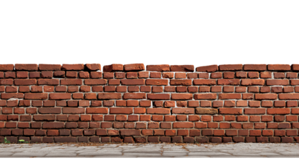 Weathered Red Brick Wall and Paved Sidewalk old brick isolated on a transparent background