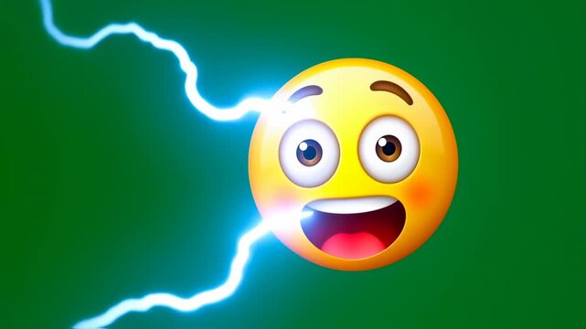 Shocked Emoji: Electric Energy and Animated Expression on Green