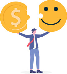 Flat illustration of man connecting heart emotion
