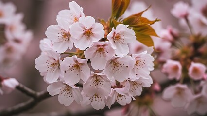 Obraz premium Delicate Pink Cherry Blossoms in Full Spring Bloom