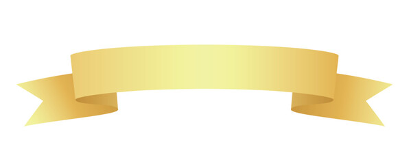 Gold ribbon isolated on white background. Decorative banner, label.