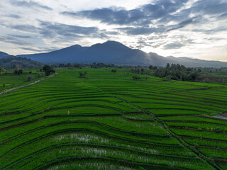 Obraz premium Wonderful sunrise scenery indonesia nature mountain valley forest with bright sky