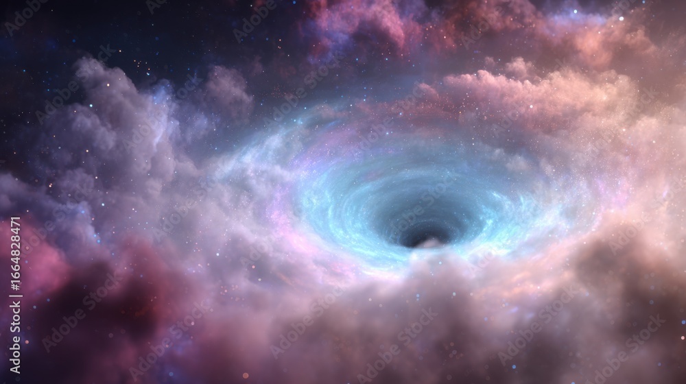 Wall mural cosmic vortex surrounded by colorful nebula clouds, swirling gases and stardust, creating a mesmeriz