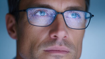 Scientist analyzing plasmid map with augmented reality glasses for genetic research and innovation