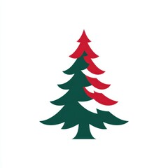 Stylized Christmas tree with alternating green and red layers in a minimalist design
