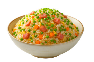 Delicious fried rice served in bowl with vegetables and ham flavorful Asian cuisine classic comfort food meal