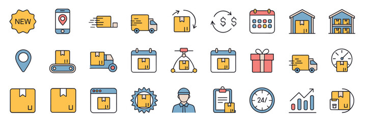 Fototapeta premium E-Commerce and Shopping Icon Set – Minimalist Retail, Payment, and Storefront Symbols