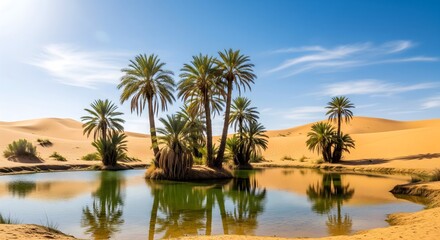 Oasis Serenity Palm Trees and Reflective Beauty in the Sahara Desert