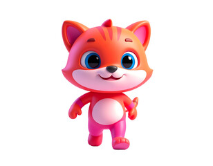 Obraz premium A charming and playful animated orange character with big blue eyes walks forward, radiating cuteness and joy.