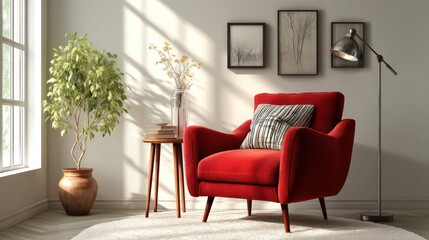 Red armchair interior