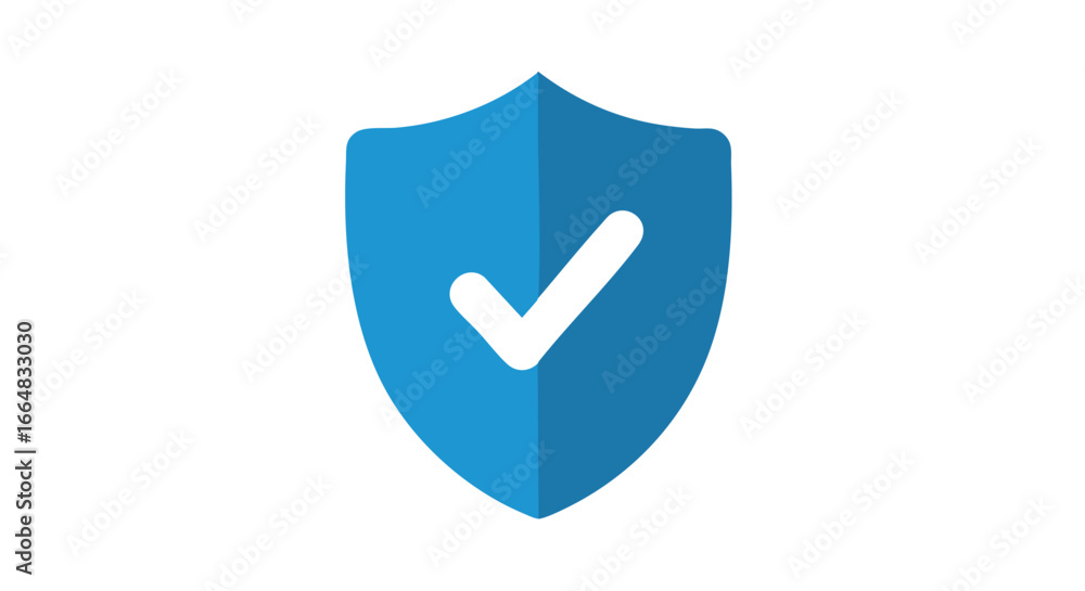 Aufkleber blue shield with white checkmark symbol representing security and validation concept