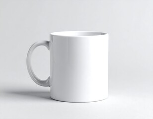 Obraz premium Blank White Ceramic Mug on Light Gray Background.
