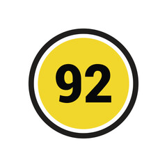 92 number icon vector outline design symbol or illustration