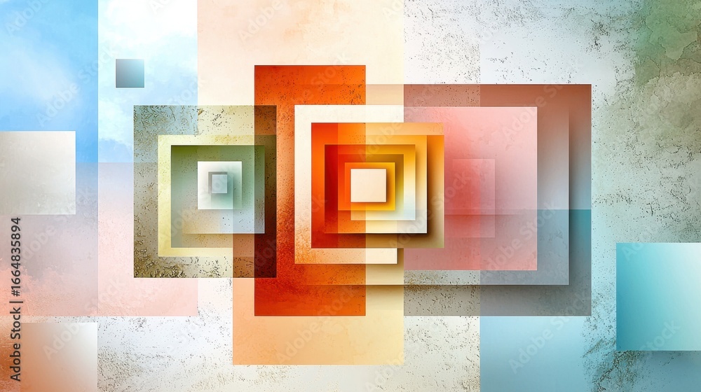 Poster abstract geometric shapes in vibrant colors with texture and depth