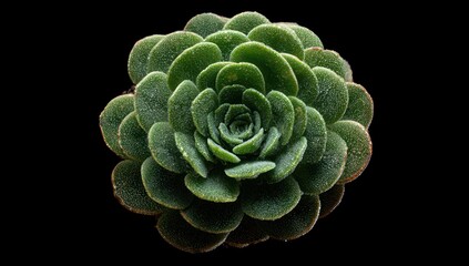 Obraz premium Close-up view of a succulent plant with water droplets.