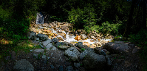 Hiking to the Kuenser Waterfall near Dorf Tirol - Meran South- Tyrol