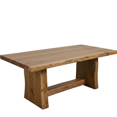 Eco-friendly rectangular table crafted from large solid wood logs, rustic yet elegant, isolated on white or transparent background, perfect for sustainable interior and furniture design projects