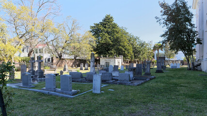 Solemn view of a Historic Graveyard in Charleston, South Carolina, USA