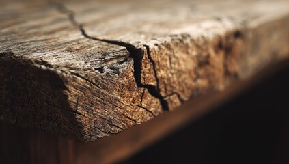 Fototapeta premium Close-up of weathered wooden plank with a crack