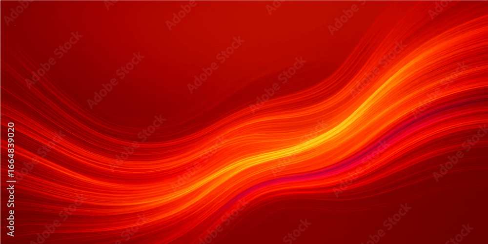 Poster red abstract background with smooth flowing waves and textured design