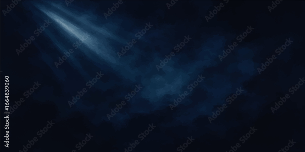 Poster blue abstract background with glowing rays and textured sky elements