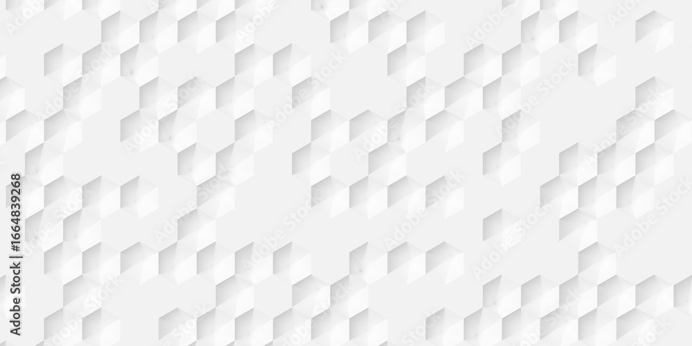 Poster randomly distributed white inset random center polygon hexagon or honeycomb geometry background wall