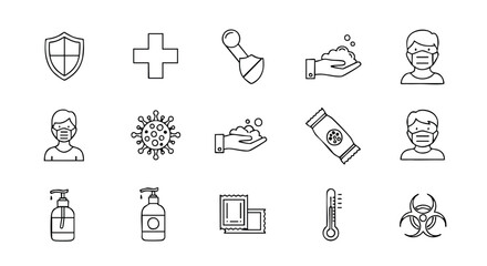 Essential preventative health measures and protective icons for disease transmission control protocol