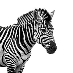 Stripes of the Plains A Monochromatic Zebra Portrait isolated on transparent background