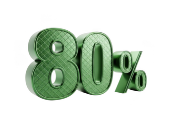 Green 80 percent discount isolated on transparent background