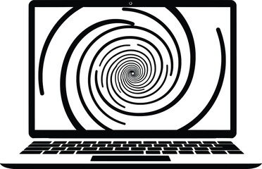 Laptop Animation, Digital Art, Vector Illustration, Modern Environment, Flat Cartoon Style Visuals