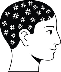 Creative Vector Illustration, Profile of Person with Unique Hair Style, Digital Art, Minimalist Design, Flat Cartoon Style, Artistic Concept