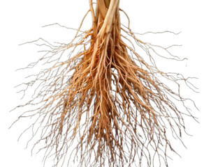 Exposed Fibrous Plant Roots with Stem Base, isolated on transparent background”.jpg
