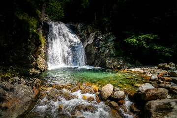Hiking to the Kuenser Waterfall near Dorf Tirol - Meran South- Tyrol