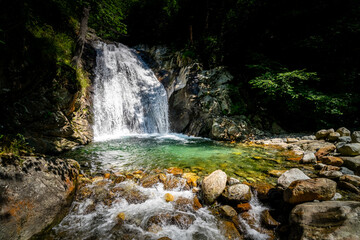 Hiking to the Kuenser Waterfall near Dorf Tirol - Meran South- Tyrol