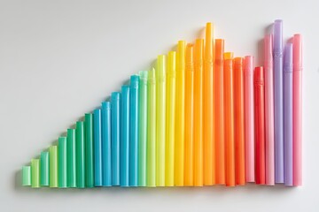 Obraz premium Colorful drinking straws arranged in a gradient pattern.