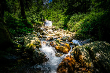 Hiking to the Kuenser Waterfall near Dorf Tirol - Meran South- Tyrol