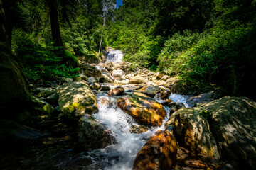 Hiking to the Kuenser Waterfall near Dorf Tirol - Meran South- Tyrol