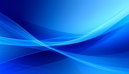 Abstract design featuring flowing, translucent blue lines against a gradient of deep blues.