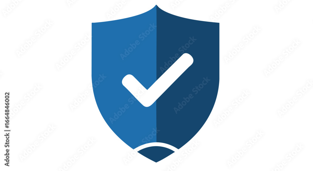 Aufkleber shield with checkmark signifies validation and security of data in the digital realm, assurance and 