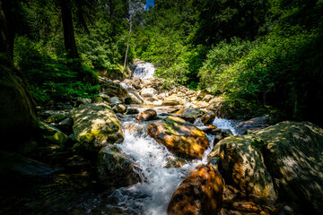 Hiking to the Kuenser Waterfall near Dorf Tirol - Meran South- Tyrol