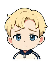 Chibi boy cartoon character sad face set - 1