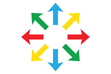 diagonal colorful arrow vector icon set with transparent background for website and mobile app interface