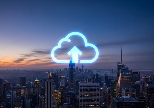 Global Digital Future Cloud Computing and Data Connectivity in a Modern Urban Landscape