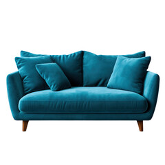 Isolated contemporary blue buttoned sofa