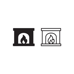 Fototapeta premium Black and White Fireplace Icon Set